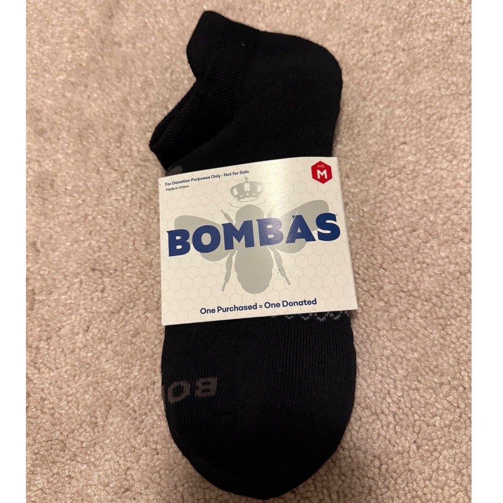 Bombas Unisex Ankle Socks Black Medium Cushion Blister Tab Arch Support NWT NEW